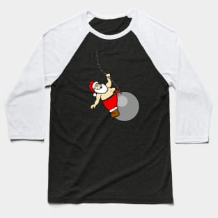 Santa on his Wrecking Ball Baseball T-Shirt